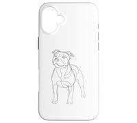 Line Art Staffordshire Bull Terrier Staffy Terriers Carcasa para iPhone 16 Plus