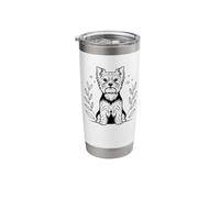 Line Art Yorkshire Terrier Minimalist Yorkie Terriers Vaso térmico de acero inoxidable de doble pared