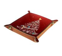 Line - Bandeja portátil para dados con árbol de Navidad, soporte de dados de cuero de microfibra para D&D, RPG, juegos de mesa o almacenamiento de llaves de teléfono de escritorio, 20.5 x 8.0 pulgadas