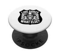 Line Dance Forever Cowboy Calavera Country Western PopSockets PopGrip Adhesivo