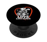 Line Dance Forever Cowboy Calavera Country Western PopSockets PopGrip Adhesivo