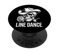 Line Dance Forever Cowboy Calavera Country Western PopSockets PopGrip Adhesivo