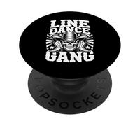 Line Dance Forever Cowboy Calavera Country Western PopSockets PopGrip Adhesivo