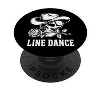 Line Dance Forever Cowboy Calavera Country Western PopSockets PopGrip Adhesivo