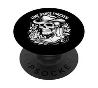 Line Dance Forever Cowboy Calavera Country Western PopSockets PopGrip Adhesivo
