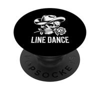 Line Dance Forever Cowboy Calavera Country Western PopSockets PopGrip Adhesivo