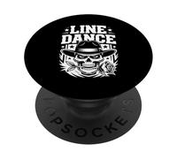 Line Dance Forever Cowboy Calavera Country Western PopSockets PopGrip Adhesivo
