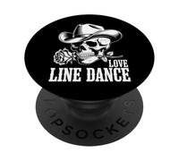 Line Dance Forever Cowboy Calavera Country Western PopSockets PopGrip Adhesivo