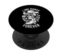 Line Dance Forever Cowboy Calavera Country Western PopSockets PopGrip Adhesivo