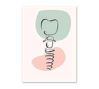 Línea abstracta dientes salud bucal cuadro sobre lienzo for pared carteles nórdicos e impresiones cuadros de for decoración clínica Dental(G,A4 21X30 cm Unframed)