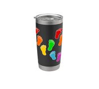 Línea Arte Pies Diversidad Inclusión Vaso térmico de acero inoxidable de doble pared