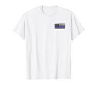 Linea Azul Fina Bandera Americana Bolsillo Pecho Parche Estilo Camiseta gráfica económica, Hombre, Blanco, L