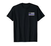 Linea Azul Fina Bandera Americana Bolsillo Pecho Parche Estilo Camiseta gráfica económica, Hombre, Negro, L