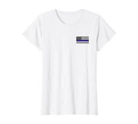 Linea Azul Fina Bandera Americana Bolsillo Pecho Parche Estilo Camiseta gráfica económica, Mujer, Blanco, XL