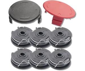 Línea de carrete de repuesto para desbrozadora y cubierta de carrete compatible con Bosch Advanced Grasscut 36 Art 36-36 LI ART24/27/30 (incluye 6 bobinas y 2 cubiertas)