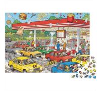 Línea de Comida rápida Americana Drive-Thru Puzzle De Madera Impermeable DIY Puzzles De 1000 Piezas Regalos para Adultos Desafiante Y Estimulante Rompecabezas Decoración del Hogar