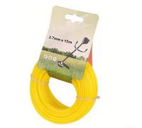 Línea de corte de cuerda, 2,7 mm x 15 m, cuerda de corte de hierba de nailon cuadrada, núcleo resistente al desgaste, eficiente, cuidado comercial del césped (cuadrado amarillo)