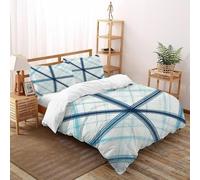 Línea de cuadrícula Funda De Edredón 3 Piezas 3D Impresa Minimal CrossedLíneas con 2 Fundas De Almohada King（220x240cm） 100% Microfibra Juego De Cama para para Niñosy Hombres