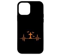Línea de electrocardiograma Grave Cross Heartbeat Halloween Carcasa para iPhone 12 Mini