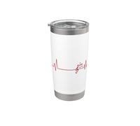 Línea de latido del corazón con música Clef Vaso térmico de acero inoxidable de doble pared