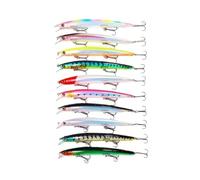 línea de Pesca 10 unids/Lote pececillo Largo señuelo de Pesca 13cm 15g Flotante Duro Wobbler Crankbait Ojos 3D Cebo Artificial Trucha Lucio Pesca de Carpa Pesca en el mar