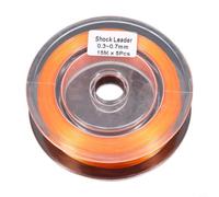 Línea de pesca con cable de pesca de 15 m con líder de choque que se hunde, ideal para pesca en barco, mar y señuelo, bajo coeficiente de fricción (naranja)