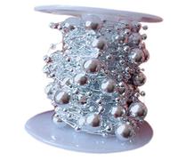 Línea de pesca con cuentas de forma de estrella, cadena de plástico de 10 m ABS con cuentas de plata de oro para el banquete de jardín de de bouquet (Cuentas redondas de plata 3+8 mm)
