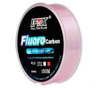 Línea de pesca de fluorocarbono de 100 m de longitud 4 1 34 32 libras de fibra de carbono líder línea suave diseñada para refractar la luz y permanecer casi invisible (10-0.35 mm-21 libras rosa)