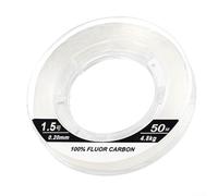 Línea de pesca de fluorocarbono de carbono de 50 m, resistente al desgaste, líder de baja elasticidad para pesca con mosca, alta resistencia de 5 a 61 libras (1.5)
