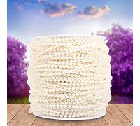 Línea de pesca, perlas artificiales, cadena, flores de guirnalda, fiesta de bodas, decoración, accesorios de fiesta de marfil, flores de guirnalda de cadena DIY artesanía ABS borde de perlas redondas