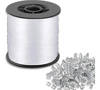 Línea de pesca transparente de 0,8 mm x 250 m, hilo de nailon resistente a desgarros, línea de pesca transparente, juego con 100 piezas de componentes de aluminio, para decoración DIY