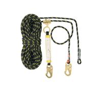 Línea de Vida Vertical-Duoku- 45 m, Cuerda de Escalada 30 KN- con Mosquetones y Garfio de Acero- Negro y Amarillo