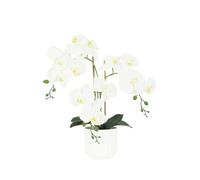 Línea decorativa de flor artificial blanca orquídea 52 cm, flor artificial, decoración falsa orquídea, toque natural, taza de cerámica, color blanco, decoración para el hogar, Zen a unidad