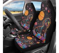 Línea del Planeta Perro 2 Piezas Cubre De Asiento Delanteros Transpirable Fundas De Asientos Delantero Suave Fundas Asientos Delanteros Coche para Sedán, Camión, SUV, 52X138Cm