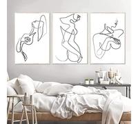 Línea Dibujo Pared Arte Nórdico Minimalista Figuras Mujer Cuerpo Pared Lienzo Pinturas Poster Y Impresiones Decoracion Pared Decoracion Sin marco 50×70cm×3pcs