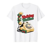 Línea Directa de Vacaciones Rotary Dial Teléfono Divertido Retro Navidad Camiseta