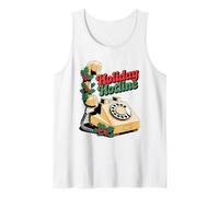 Línea Directa de Vacaciones Rotary Dial Teléfono Divertido Retro Navidad Camiseta sin Mangas