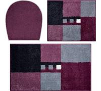 Linea Due Alfombra de Baño 3D, Ultra Suave y Absorbente, Antideslizante, 5 Años de Garantía, MERKUR, Set de 3 Piezas Cubierta de WC, 40x50+50x80 cm, Baya