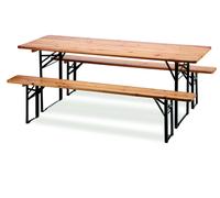 Línea Garden Friend Set Cerveza Rectangular 1 Mesa y 2 Bancos 80 x 200 cm