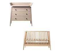 Linea Leander - Cambiador de madera de roble y cuna de bebé (sin colchón)