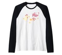 Línea Policial No Cruzar Cerdo Y Pollo Comida Divertida Camiseta Manga Raglan
