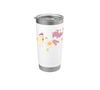 Línea Policial No Cruzar Cerdo Y Pollo Comida Divertida Vaso térmico de acero inoxidable de doble pared