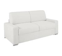 LINEA SOFA Sofá Cama de 2 plazas Tipo Italiano de Piel sintética CALITO - Blanco - Somier de láminas de 120 cm - Colchón 16 cm con Espuma con Memoria de Forma
