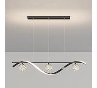 Linear 3 Light Chandelier Contemporary LED Pendant Fixture For Kitchen Island Dimmable Long Strip Ceiling Hanging Lamp with String Ment Glass Dining Room Restaurant Ba