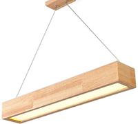 Linear LED Pendant Light - Minimalist Wooden Chandelier for Kitchen Island Dining Room & Living Stylish Ceiling Lighting Fixture