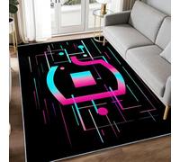 Líneas coloridas 100 x 160 cm alfombra moderna de sala de estar, suave Sci-FI geométrica rayas impresas alfombra - alfombra antideslizante para comedor, dormitorio, pasillo, oficina, sala de juegos