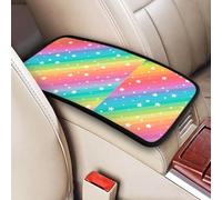 Líneas coloridas y estrella divertida,Funda para reposabrazos de consola central de vehículo, almohadilla suave y cómoda para pasamanos de coche, cojín universal