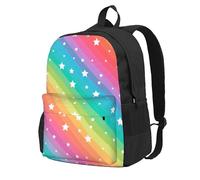 Líneas coloridas y estrella divertida,Mochila con bolsillos, mochila informal para el día a día, resistente al agua, ideal para la escuela, viajes