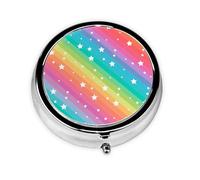 Líneas coloridas y estrella divertida, Pastillero, Pastillero redondo Pequeño contenedor de pastillas Organizador de pastillas de viaje