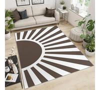 Líneas de Arte de geometría Moderna Alfombra Home Decoe marrón, alfombras Lavables Antideslizantes para salón y Lavables con Estampado Bohemia Sunlight, se aplican al Dormitorio del salón (160x230cm)